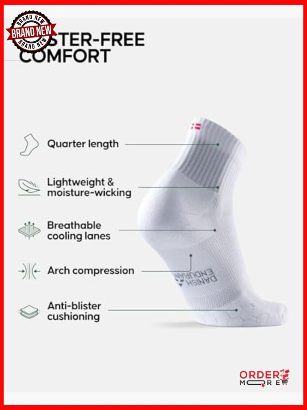 Ultra-Comfort Quarter Running Socks 3 Pack Performance Socks - Picture 2 of 7